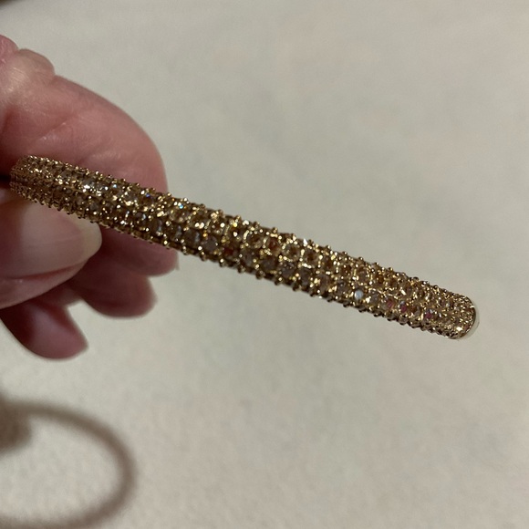 Gold tone Bangle with Rhinestones - Picture 2 of 3
